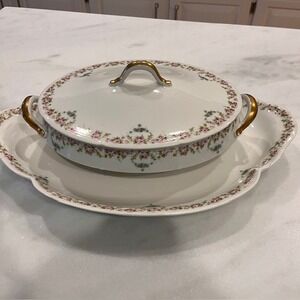 Theodore Haviland Serving Dish Set Floral Gold Trim Elegant China